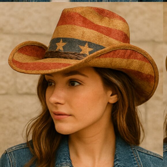 Peter Grimm Americana Cowboy Hat – Distressed Stars & Stripes – One Size main image 14